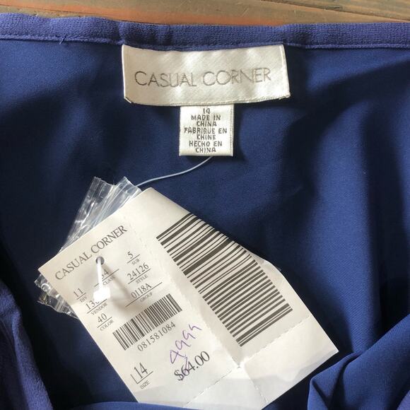 Casual Corner royal blue flared lined sheer skirt women's size 14 NEW - Picture 5 of 8